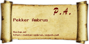 Pekker Ambrus névjegykártya